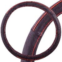 Оплетка экокожа комбинированная Combo-8, M (37-39 см), черная/красная полоса SKYWAY S01102307