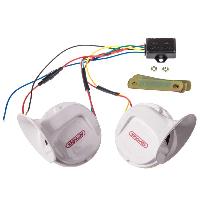 Сигнал электрический 12V Улитка D 90мм, 105 Db, белый, 18 мелодий(высокий+низкий), к-т SKYWAY 017