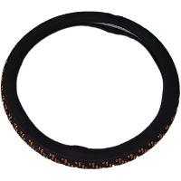 Оплетка экокожа с плетеной вставкой из джута, орнамент M (37-39 см) Черная/ Черно-оранжевая  (31647)