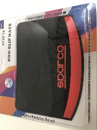 Коврик на панель плоский 180*140мм, Черный, широкая красная полоса, надпись SPARCO