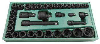 Головки торцевые 3/8, 1/2" ( 36 предметов) 7-32 мм ударные , ложемент   09914 SATA  