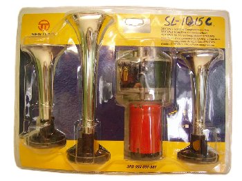 Сигнал воздушный 12V 3 рожка, 139 Дб, с компрессором, хром  SL-1015C