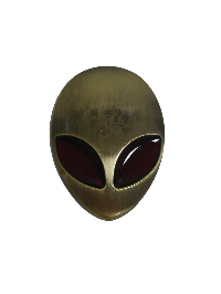 Шильдик металл Инопланетянин, латунь, красные глаза