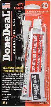 Герметик прокладка термостойкий силиконовый красный,  85 g. DONE DEAL  DD6726  (уп.12 шт.) 
