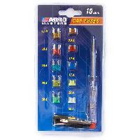 Предохранитель флажковый Мини, Микро (блистер 10 шт.)7.5-30A, с тестером  ABRO FU-AI370-AI371-PEN-RE