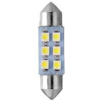 Светодиод T11*36 12V WHITE  6SMD (3528) S8.5 (Маяк) (12T11*36-W/6 SMD)