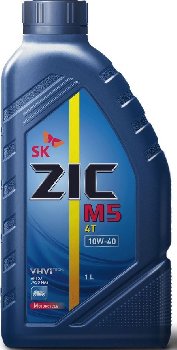 Масло 4-тактное ZIC M5 4T 10w40, 1L  SL/  JasoMA2 (уп 12 шт) полусинт