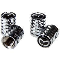 Колпачок для камеры металлический цилиндр рифленый, хром с эблемой Mazda  4 шт,  к-т  SKYWAY H-14