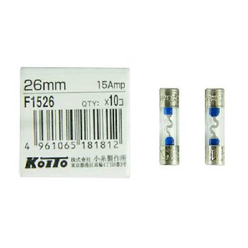 Предохранитель стеклянный 6*26мм, 15 А, KOITO, шт.  (уп.10 шт.) F1526