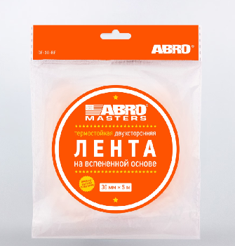 Скотч двусторонний белый термостойкий EVA 30 мм, длина 5м ABRO MASTERS (уп.200 шт.)
