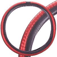 Оплетка экокожа с плетеной вставкой Luxury-1, M (37-39 cм ) Черная /красная  SKYWAY S01102370