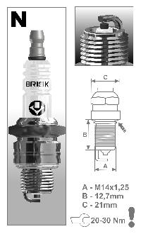 Свеча зажигания BRISK  N17 (инд. уп.), (корот. юбка) 
