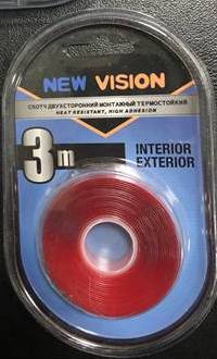 Скотч двусторонний прозрачный 20 мм, длина 3 метра (блистер), шт.  NEW VISION 