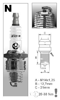 Свеча зажигания BRISK  N17 (блистер 4 шт), шт  (корот. юбка) 