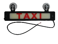 Знак TAXI 4*20мм диодный, керамика, на присосках, белый / красная надпись, шт