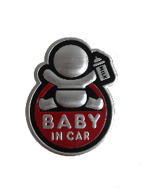 Наклейка дюралевая BABY in CAR овальная мини, красный