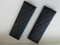 Накладка на ремень безопасности, экокожа, 7*21см, РОМБ, черный с синей строч, БАРС, 2шт, к-т(S-015)