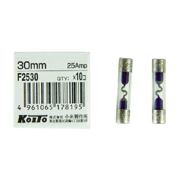Предохранитель стеклянный 6*30мм, 25 А, шт.  KOITO (уп.10 шт.) F2530
