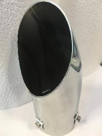 Насадка на глушитель d75D 75 L200 мм, изогнутая, овал, хром TM-934