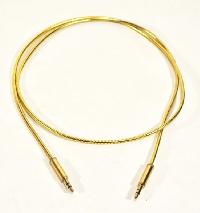 Кабель AUX (mini jack 3.5 mm) стальной штекер, метал оплетка, без упаковки, L 1м,  розовое золото 