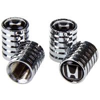 Колпачок для камеры металлический цилиндр рифленый, хром с эблемой Honda  4 шт,  к-т  SKYWAY H-03 