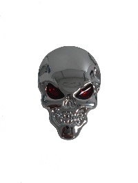 Шильдик металл Череп малый, серебро, красные глаза