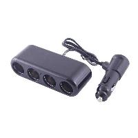Адаптер прикуривателя 4 гнезда + USB*1A , предохранитель 10А,Черный SKYWAY S02301015