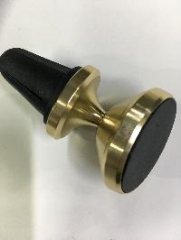 Держатель телефона магнитный, на дефлектор, металл круглый, короткая ножка, Золото СХР-006