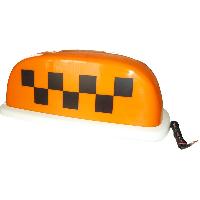 Знак TAXI на крышу магнитный с подсветкой 12V, oранжевый, рисунок шашки (TX-SM-O) Россия (уп.15 шт)
