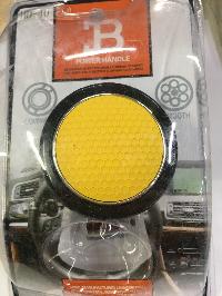 Ручкa на руль Лентяйка (спинер) круглая черная, рельеф соты желтые HD-40