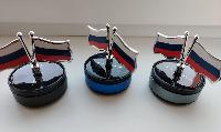 Ароматизатор на панель с солнечной батареей TM-864 Флаг России Хром (Vanilla)