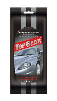 Салфетки влажные для очистки стёкол, зеркал, фар (30 шт), к-т Top Gear  (1/32)  