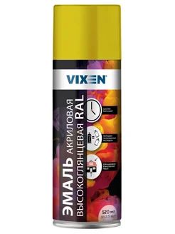 Краска-спрей эмаль Желто-цинковая высокоглянцевая(RAL 1018) акриловая, 520мл  VX61018 VIXEN (уп.6шт)