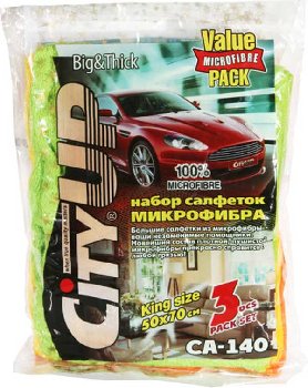 Салфетка Микрофибра 50*70см (CA-140) Big&Thick Универсальные большие (3шт), к-т  CityUp (1/40)