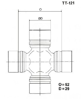 Крестовина (универсальный шарнир)  GUT  21   TOYO   TT-121/UJ-230(Matsuba)(с тавотницей)