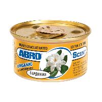 Ароматизатор на панель волокно банка металл ORGANIC Гардения /Gardenia, 42 гр ABRO AS-560-GR (1/24)