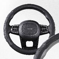 Оплетка кожа гладкая с рельефной вставкой Real-5, M (37-39 см), Черная SKYWAY S01108008  (1/25)