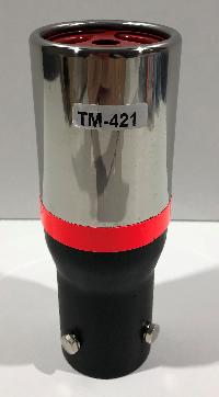 Насадка на глушитель d50D60L175мм, прямой выход, округлый край, черный-хром с красн полосой  TM-421