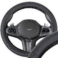 Оплетка кожа гладкая перфорированная Design Real-9 M (37-39 см) Черная SKYWAY S01108019