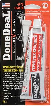 Герметик прокладка термостойкий силиконовый красный,  85 g. DONE DEAL  DD6726  (уп.12 шт.) 