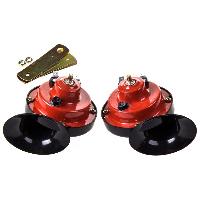 Сигнал электрический 12V Улитка D 90мм, 105 Db, черно-красный, высокий+низкий, к-т  SKYWAY 015 (1/40