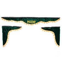 Ламбрекен лобового стекла со шторками 180см/60*60см РОССИЯ, Зеленый, к-т  SKYWAY 