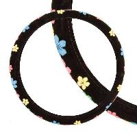 Оплетка вельвет гладкая Glamour-3, M (37-39 см) черная с рисунком Цветы ECO SKYWAY 