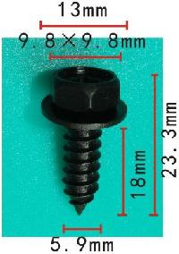 Саморез с шайбой d-5,9мм, L-18мм, ключ 10мм (H2066), черный (уп.100шт), шт