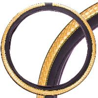 Оплетка экокожа с плетеной вставкой Luxury-1, M (37-39 cм ) Черная /желтая  SKYWAY S01102372