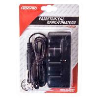 Адаптер прикуривателя 4 гнезда, предохранитель 10А ,12/24V, Черный  SKYWAY  S02301027