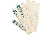 Перчатки хб плотные, с точками, БЕЛЫЕ (Россия), пара    (уп.10/ 250 пар)