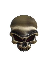 Шильдик металл Череп без челюсти, средний, бронза, красные глаза