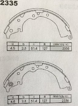 FN-2335 (T-2335/ 2335A) Колодки тормозные барабанные (К-2335) КНР