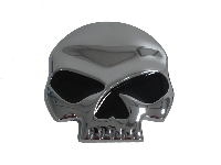 Шильдик металл Череп без челюсти, большой, хром, черные глаза